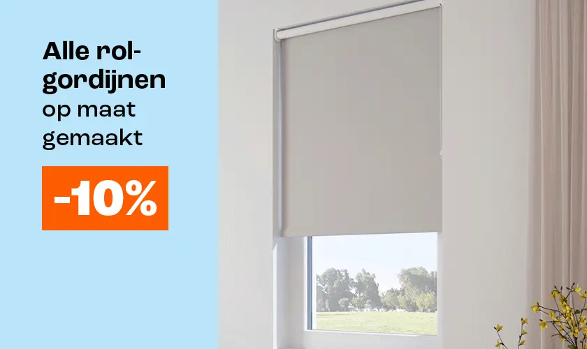 Alle rolgordijnen op maat 10% korting