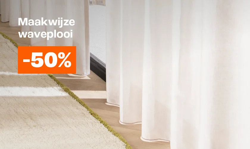 50% korting op maakwijze: waveplooi gordijnen desktop