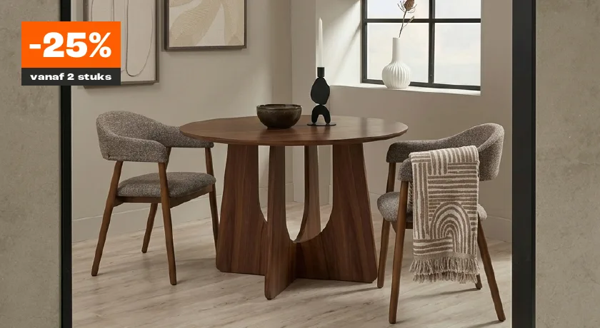 Selectie eetkamerstoelen 25% korting vanaf 2 stuks