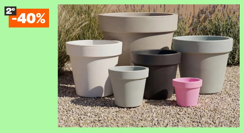 2e 40% korting op alle bloempotten Flores