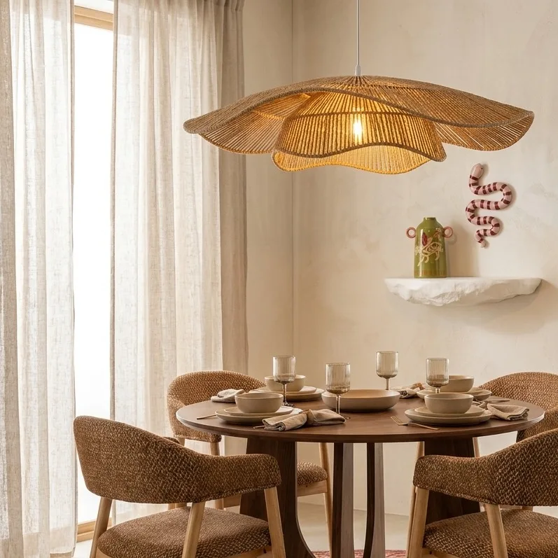 Natuurlijke hanglamp van touw