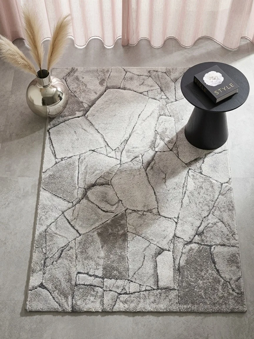 Vloerkleed met marmerdessin in een hotel chique setting