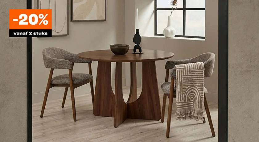 Selectie eetkamerstoelen 20% korting vanaf 2 stuks