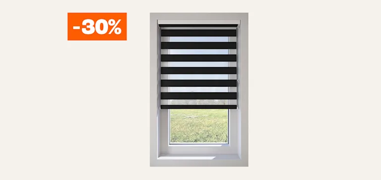 30% korting op alle duo rolgordijn stoffen