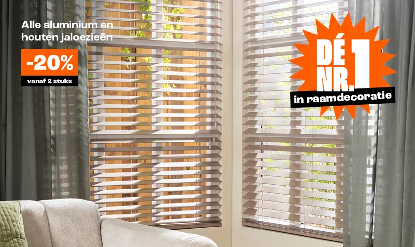 Alle jaloezieën op maat 20% korting vanaf 2 stuks