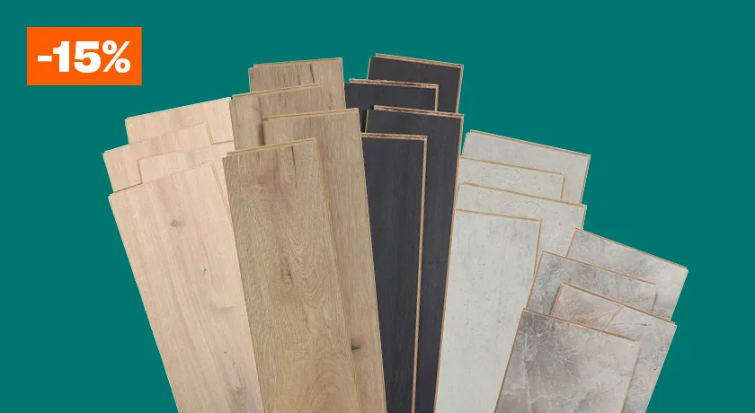 15% korting op alle laminaat en PVC
