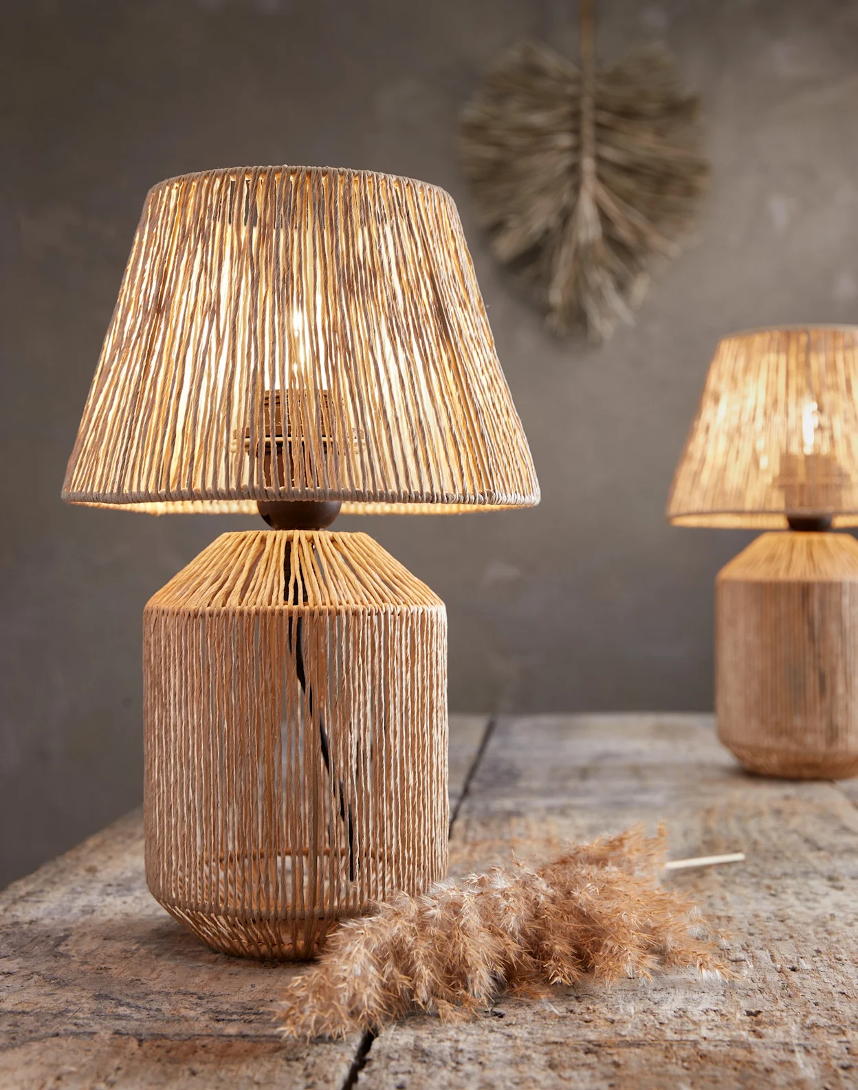 Boho tafellampje van geweven touw