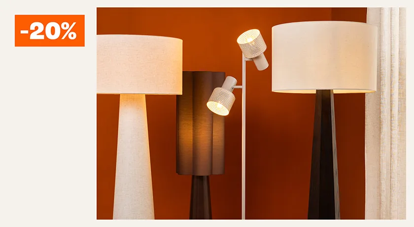 20% korting op alle vloerlampen