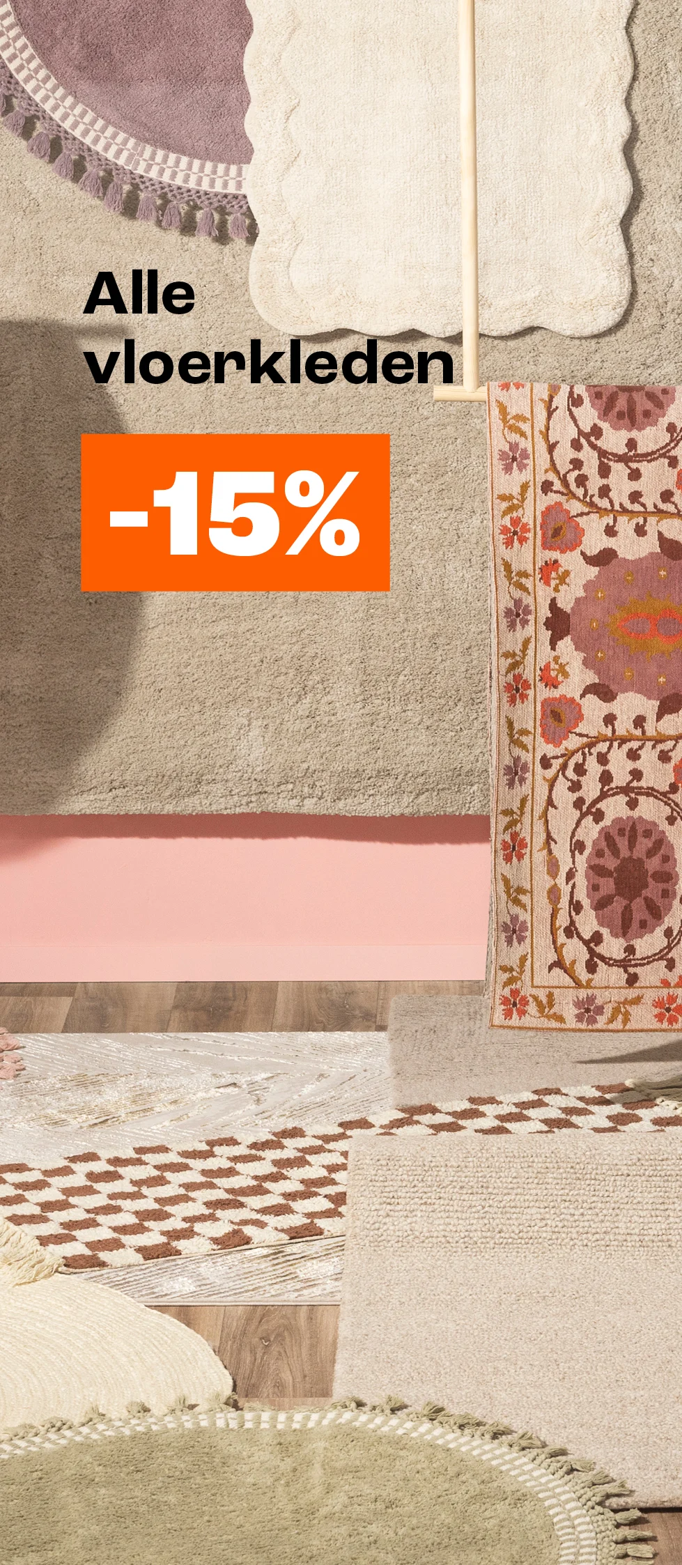 15% korting op alle binnen vloerkleden