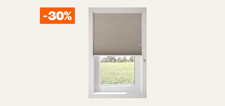 30% korting op alle plisségordijn stoffen