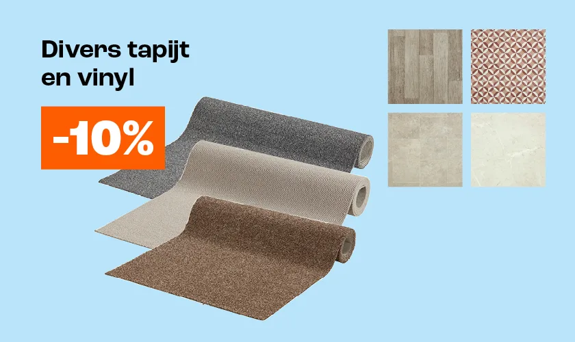 10% korting op diverse tapijt en vinyl