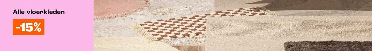 15% korting op alle binnen vloerkleden