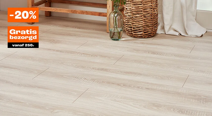 20% korting op laminaat + gratis bezorgd vanaf 250 euro
