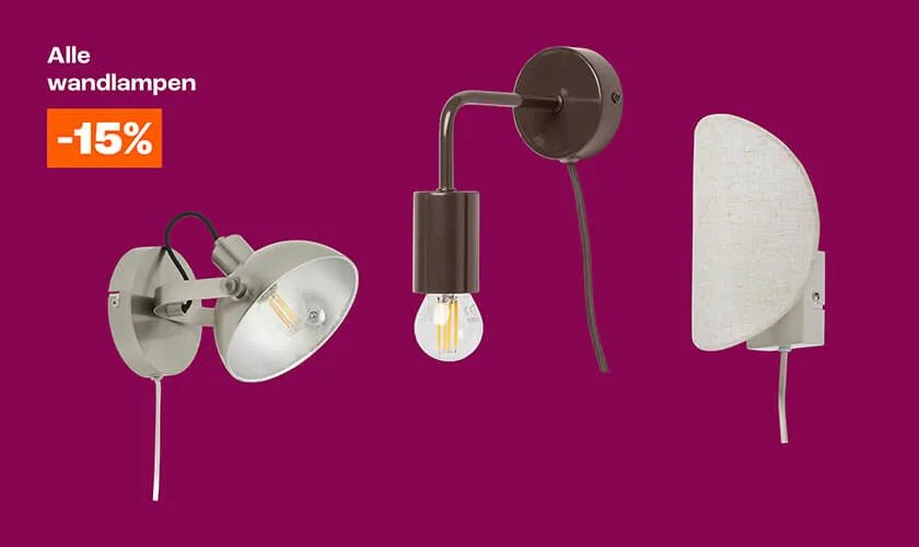 15% korting op wandlampen