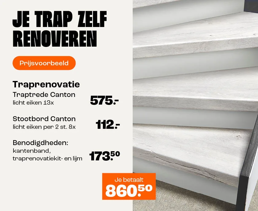 Prijsvoorbeeld traprenovatie - Zelf doen
