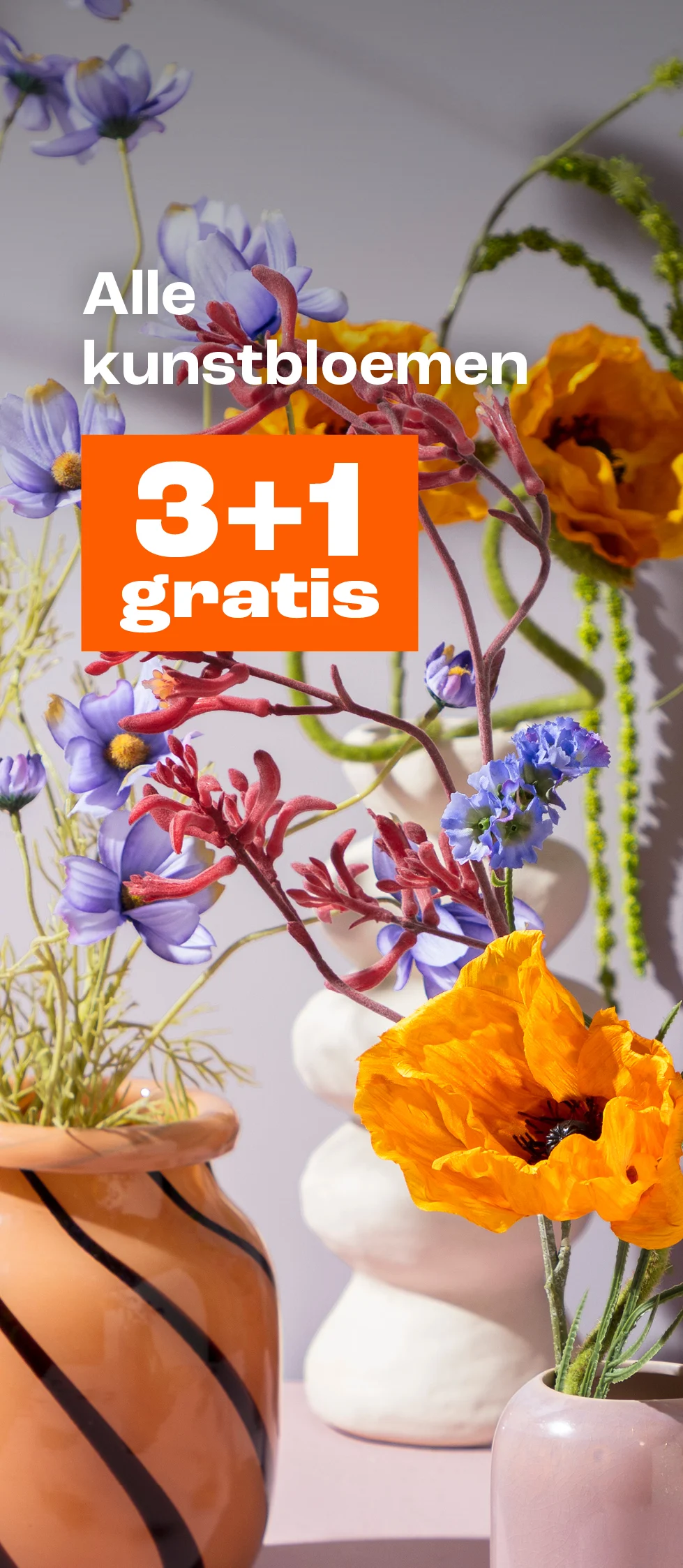 Product tile banner - 3+1 gratis op alle kunstbloemen - Week 24/26 - NL/BE