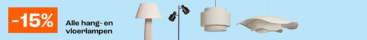 15% korting op alle hang- en vloerlampen