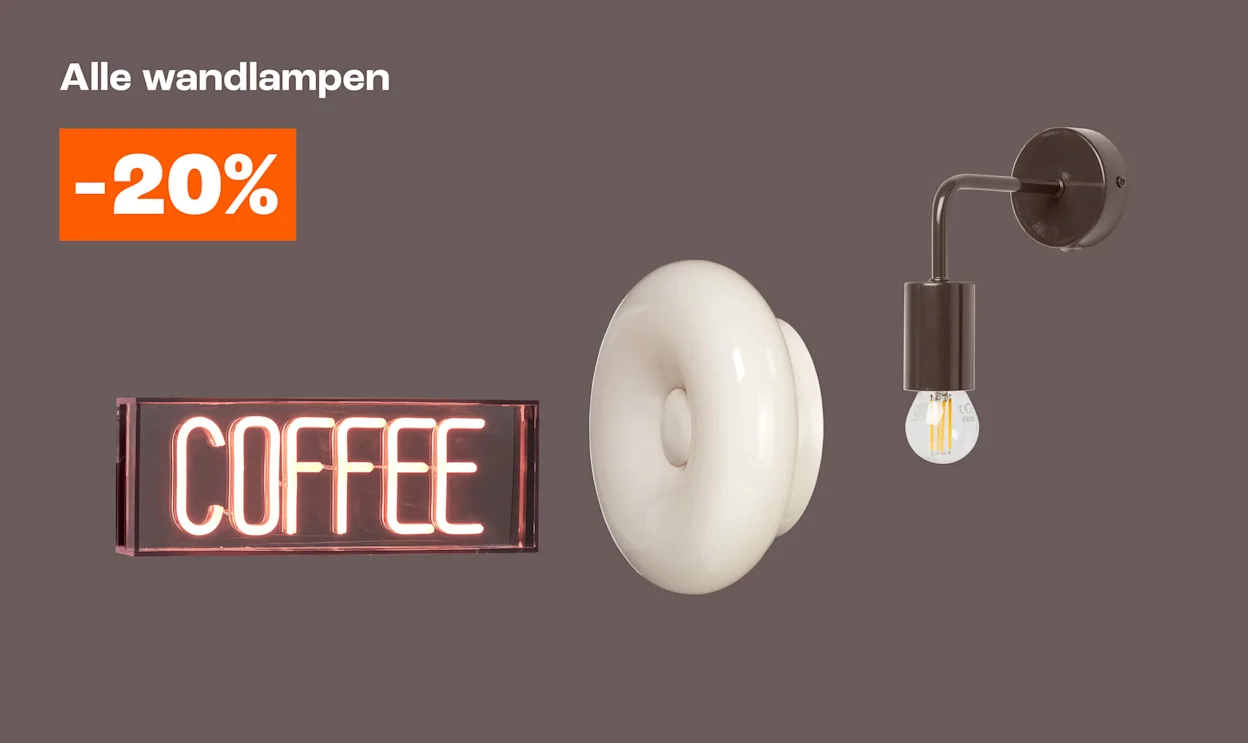 20% korting op alle wandlampen