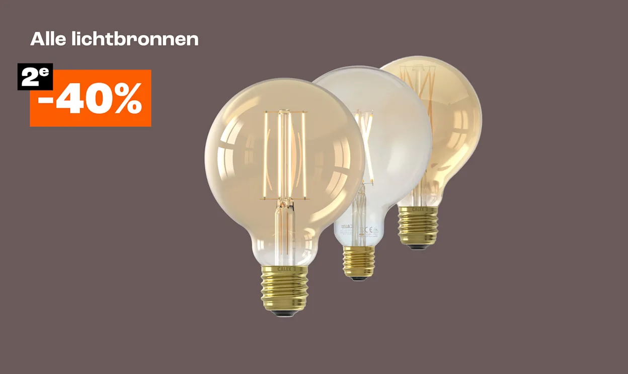 2e artikel 40% korting op alle lichtbron