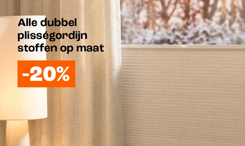 Alle dubbele plisségordijn stoffen op maat 20% korting