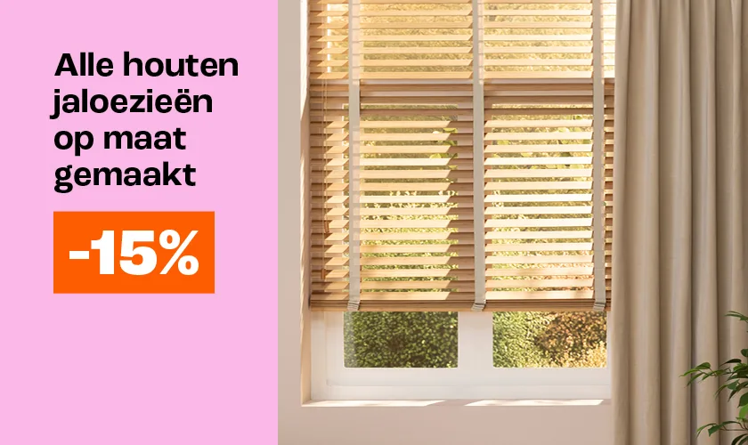 Alle houten jaloezieën op maat gemaakt 15% korting