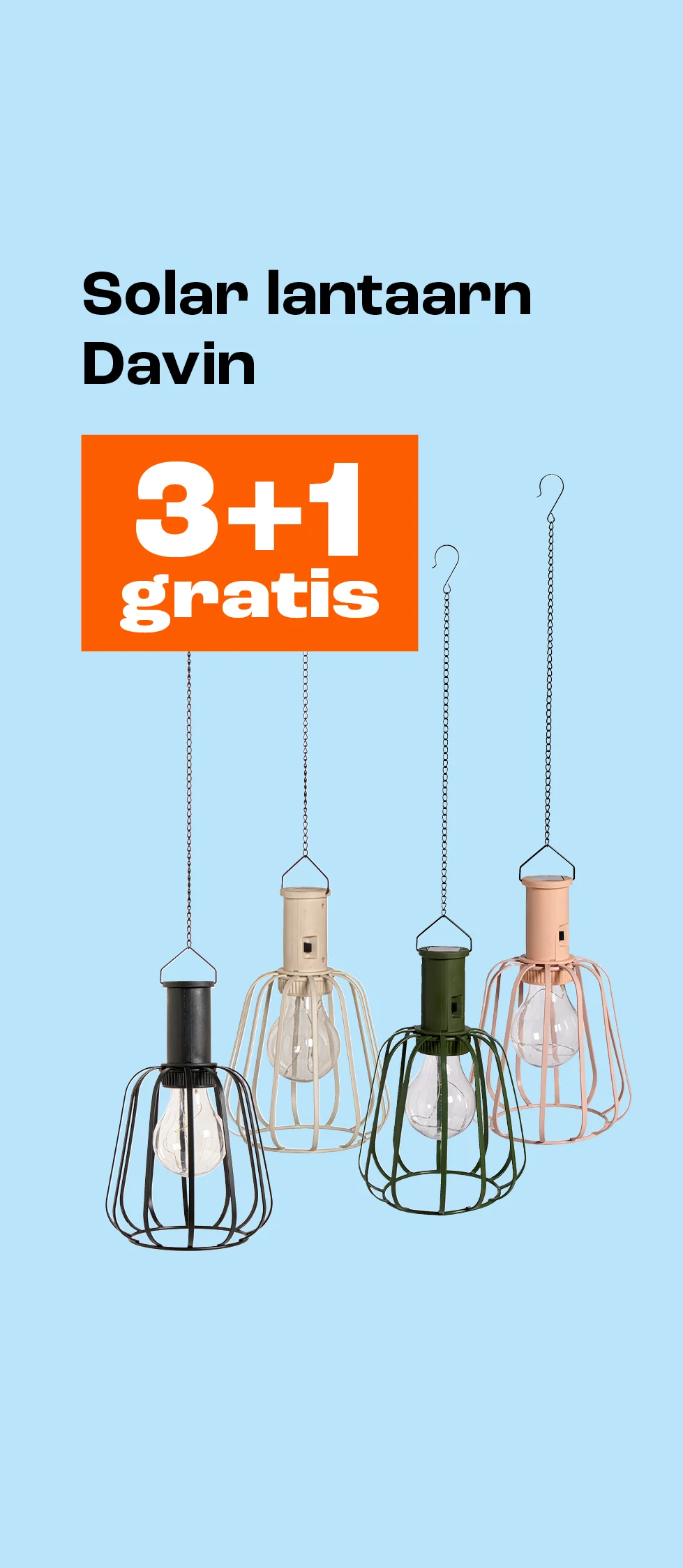 3+1 op solar lantaarn Davin