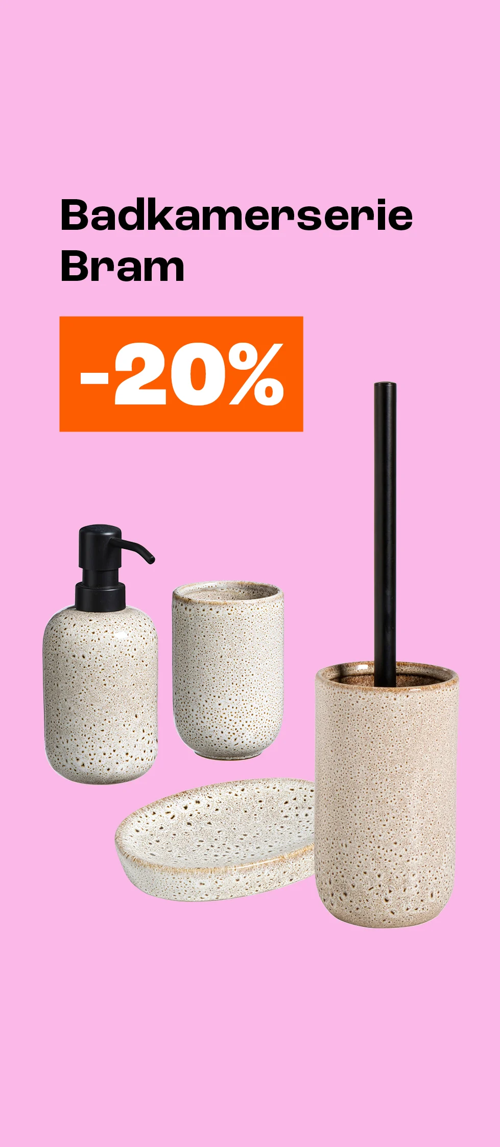 Product tile banner - 20% korting op badkamerserie Bram