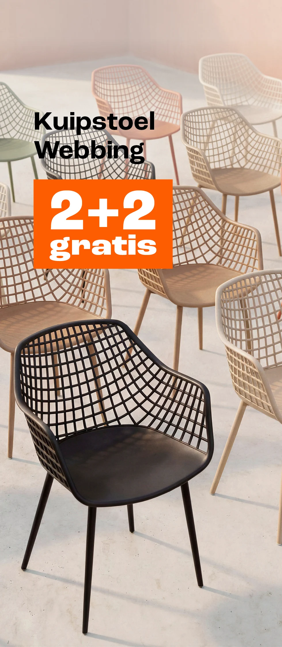 Product tile banner - Kuipstoel Webbing 2 + 2 gratis - week 14/15