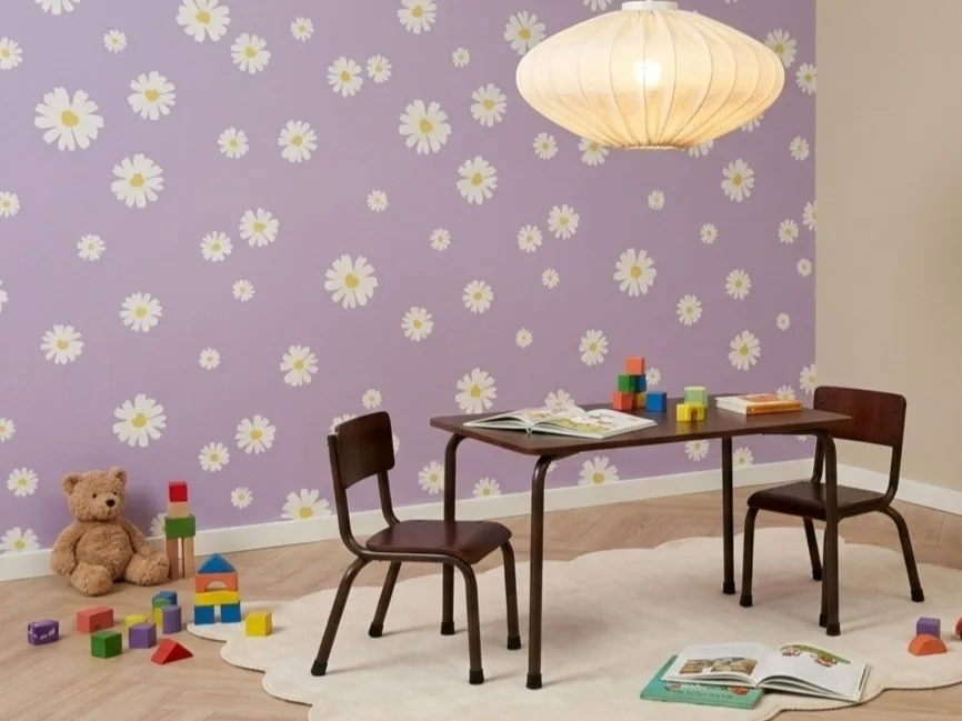 Behang kinderkamer met bloemen