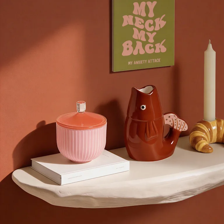 Wanddecoratie met gekleurde items