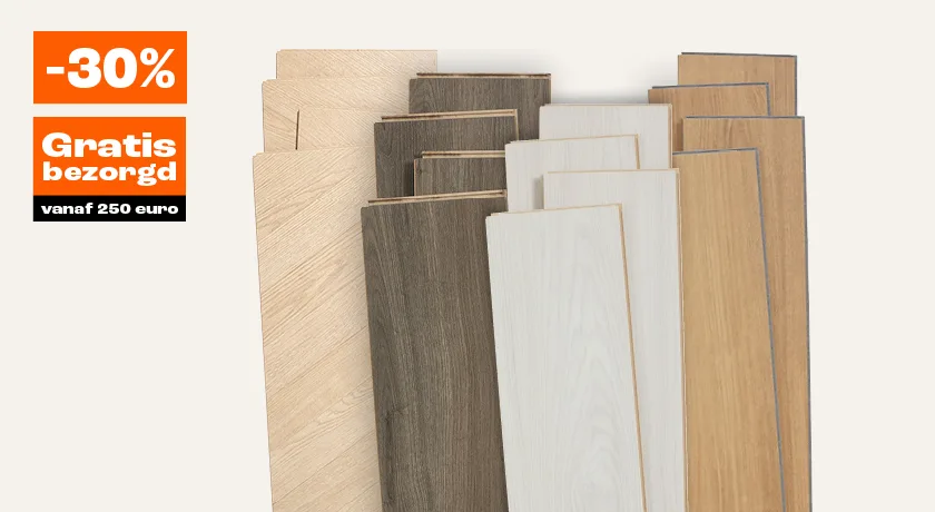 30% korting op alle laminaat en PVC