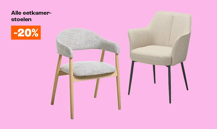20% korting op alle eetkamerstoelen