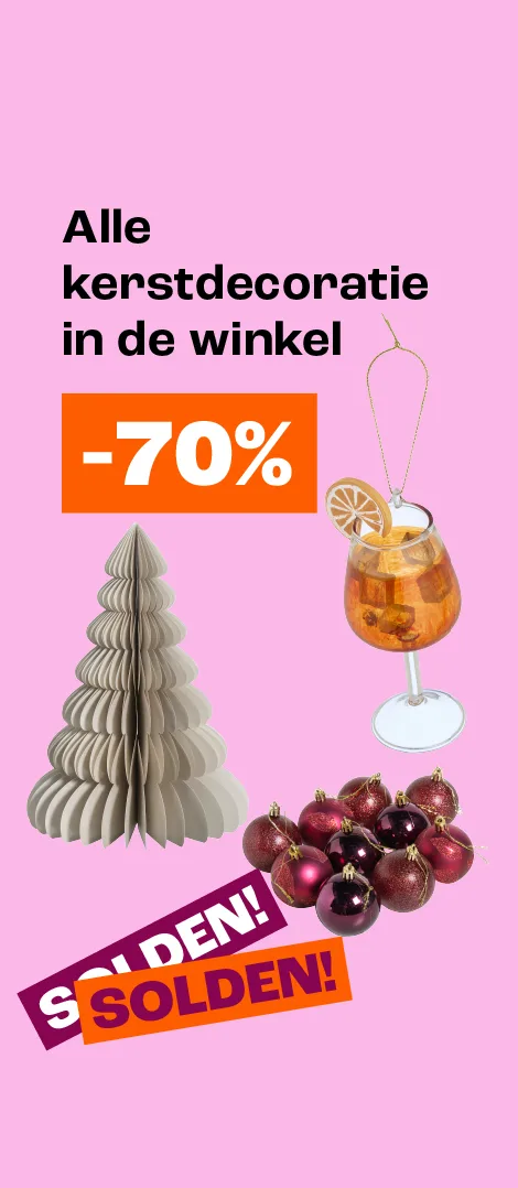 Product tile banner - Kerstdecoratie tot 70% korting in de winkel - BE