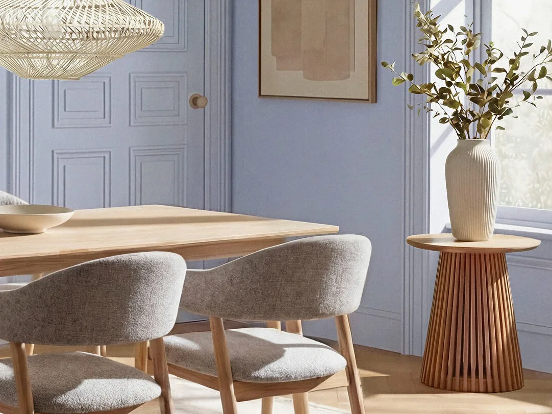 Landelijke bijzettafel met latjes in licht hout