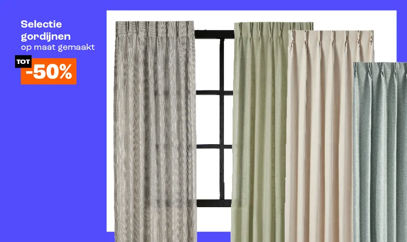 Tot 50% korting op geselecteerde gordijnen