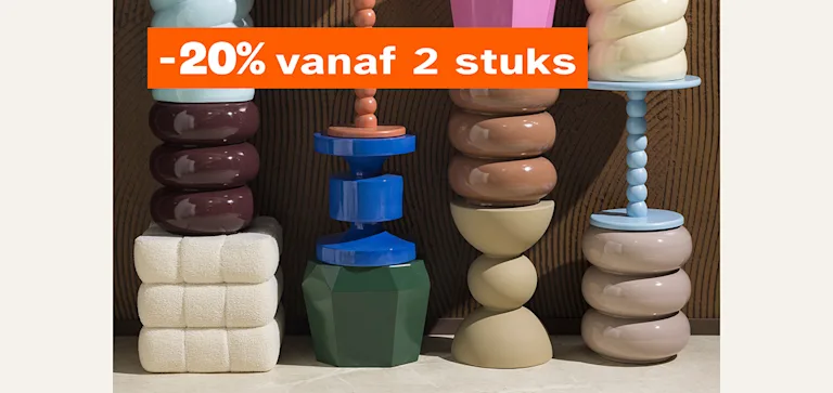 Alle bijzettafels, poefjes en krukjes 20% korting vanaf 2 stuks