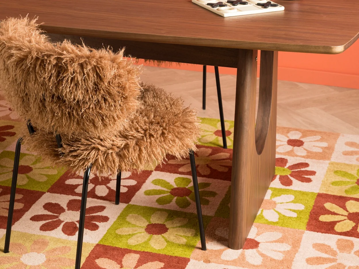 Retro vloerkleed met bloemenprint