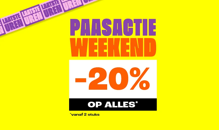 Laatste uurtjes voor 20% korting op alles vanaf 2 stuks