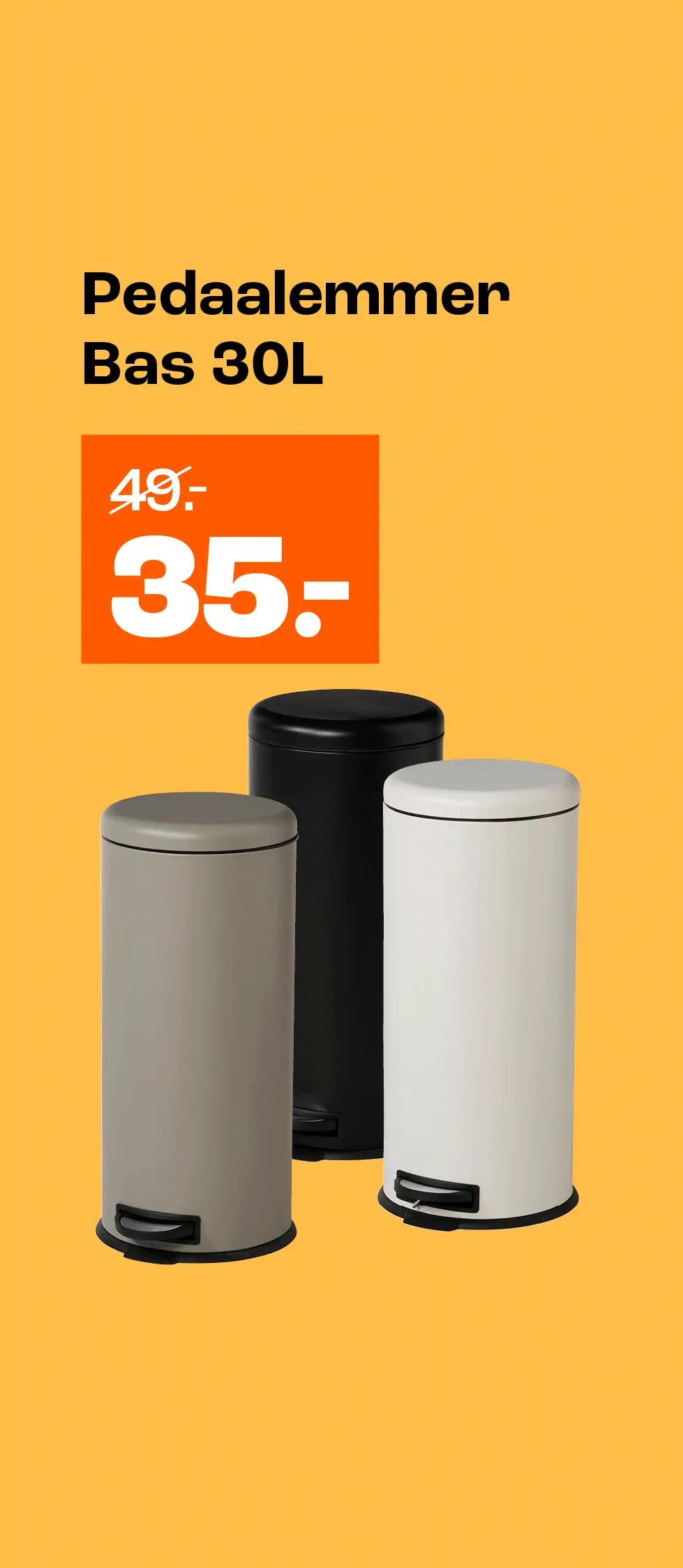 Product tile banner - Pedaalemmers (+BAS) t/m 20L 15% korting + Bamboe Wasmand Opvouwbaar - Week 31/33 - BE