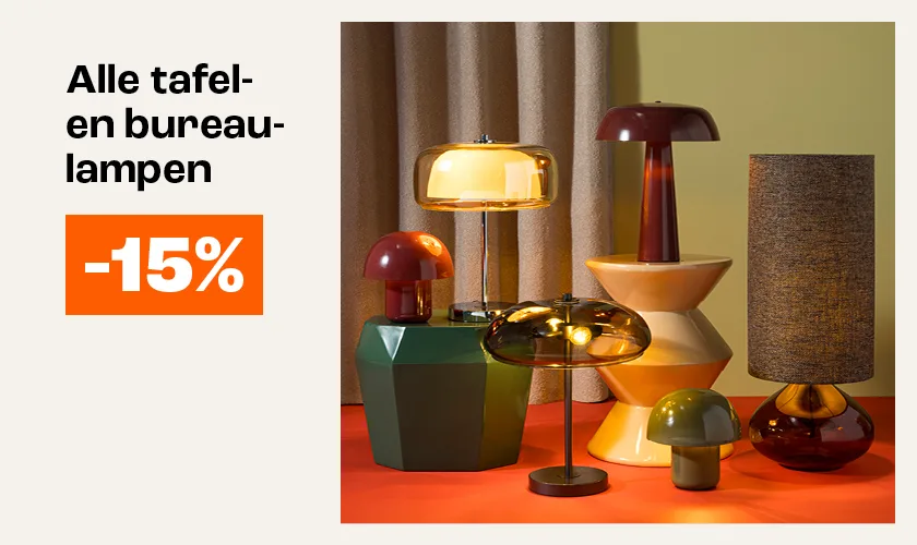 15% korting op tafel- en bureaulampen