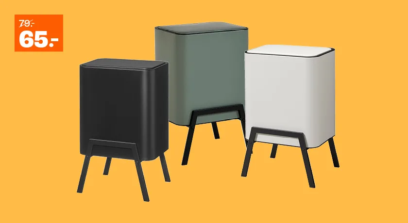 Prullenbak op pootjes 2X12,5L van €79 voor €65