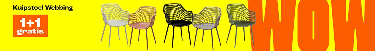 Alle webbing kuipstoelen 1+1 gratis