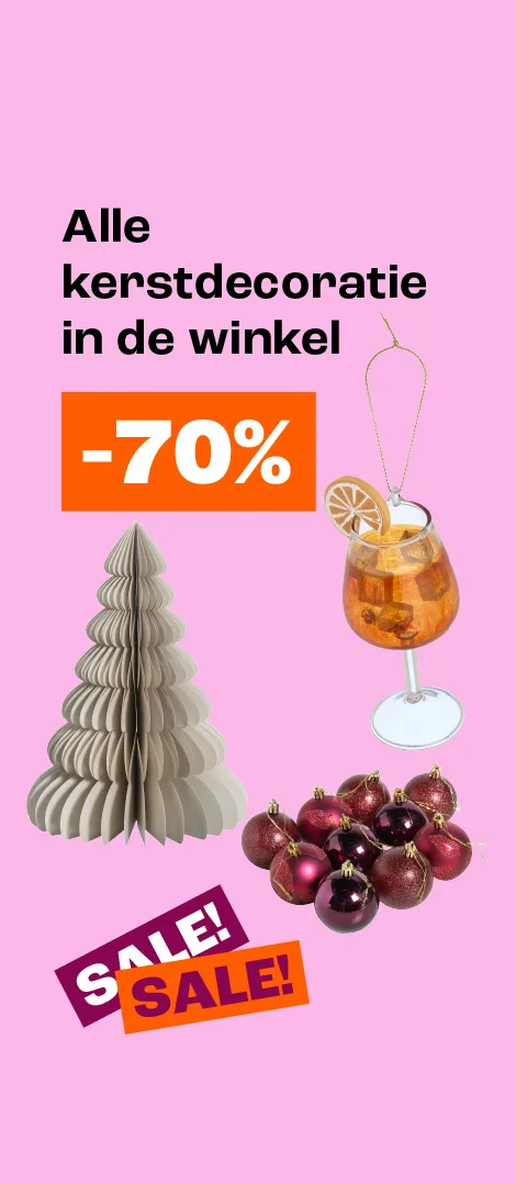 Product tile banner - Kerstdecoratie tot 70% korting in de winkel - NL