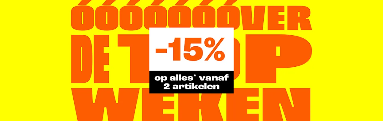 15 korting op alles vanaf 2 artikelen