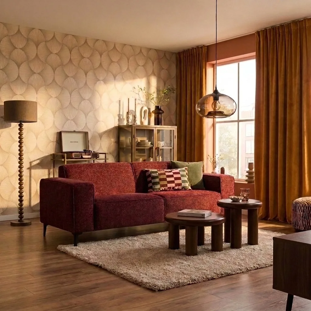 Retro behang met goud motief