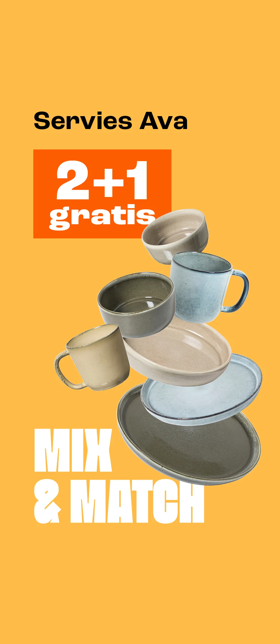 Product tile banner - servies ava 2+1 gratis