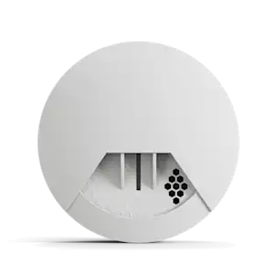A smoke detector on a plain white background