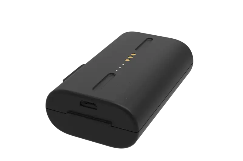 Image of a camera battery on a solid white background