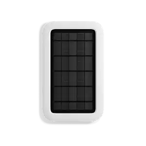 A solar panel on a solid white background