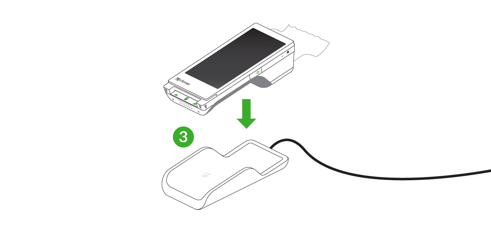 Image displaying a Flex device along with the charging cradle.